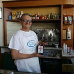 Sala Consilina: Amaro Teggiano alla Pasticceria Clarizia. Nella foto uno dei proprietari con l'Amaro Teggiano - Luglio 2015